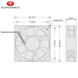 Custom 150g DC koeler ventilator kogellager of sleeve lager 80x80x20 koelventilator