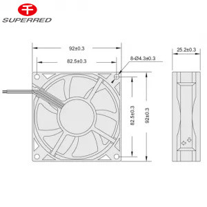 Zwarte DC koelventilator 92x92x20 1700-3600 RPM Voor koelkast